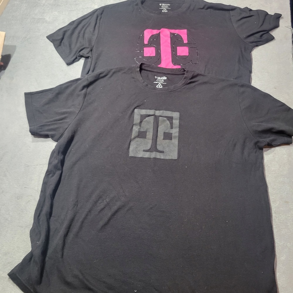 T-Mobile Men Graphic T-Shirt 2XL Black Pink 5G Logo‎ Tech Corporate Bundle 2PK